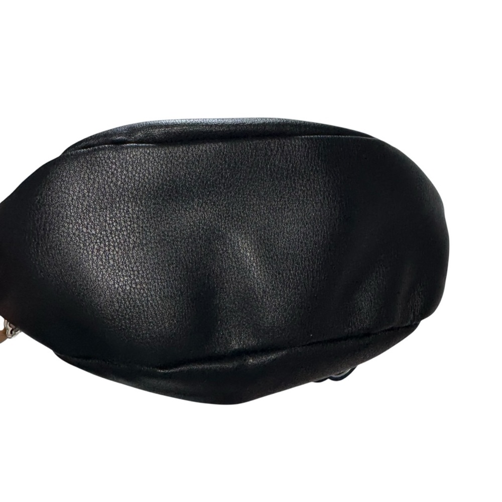 Scoop NWT Black Faux Leather Crescent Crossbody Bag Ruched Shoulder‎ Purse Moon - Picture 8 of 16